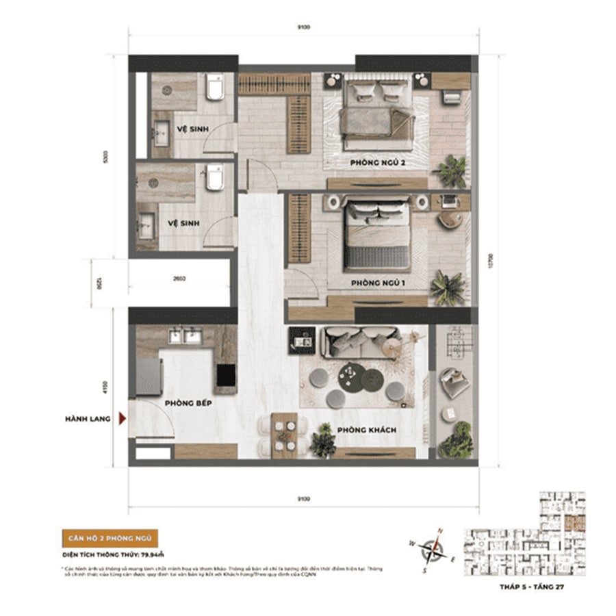 Sun Feliza Suites 22 Thiết kế căn hộ 2 phòng ngủ tại Sun Feliza Suites Xuân Thủy – Cầu Giấy được thiết kế thanh lịch, sử dụng vật liệu cao cấp và gam màu trung tính, tạo nên tổ ấm hiện đại, thoáng đãng và đầy tinh tế.