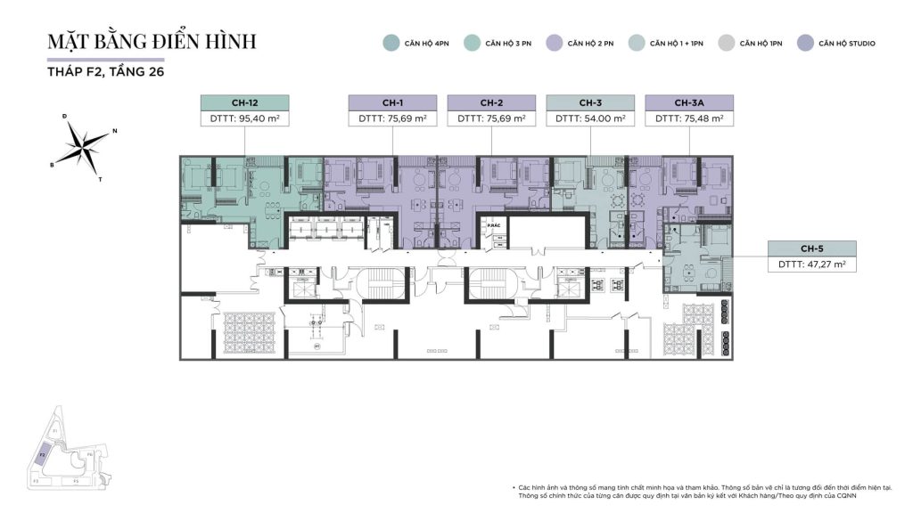 Sun Feliza Suites 9 Tháp F2 - Mặt bằng tầng 26