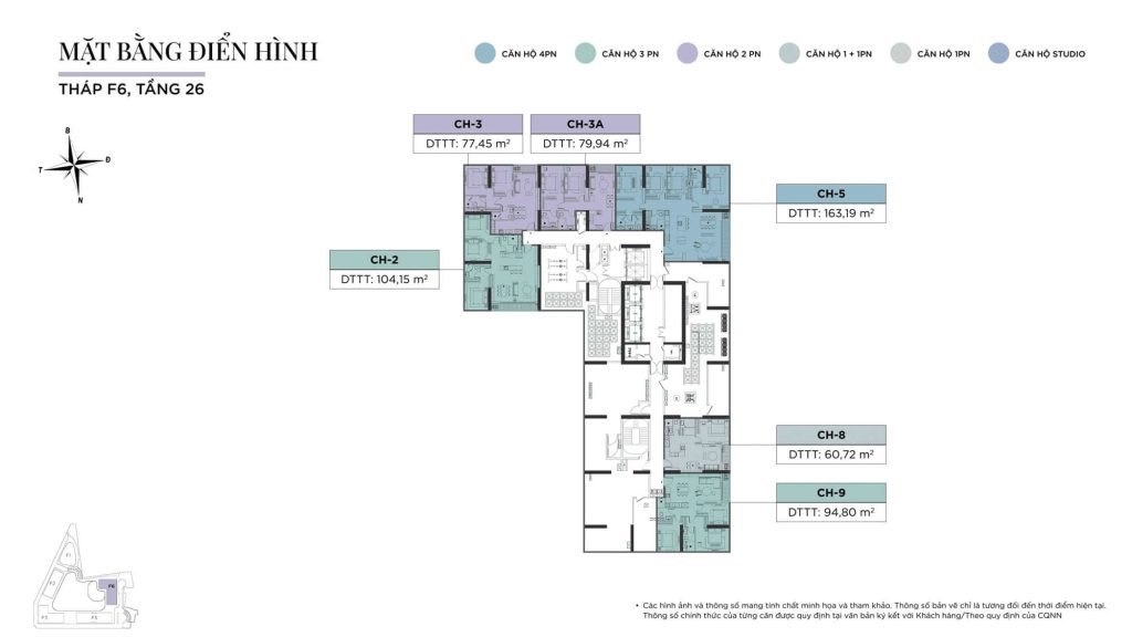 Sun Feliza Suites 14 Tháp F6 - Mặt bằng tầng 26