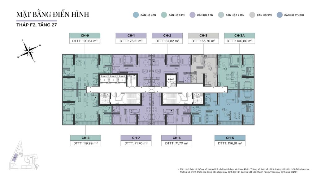 Sun Feliza Suites 10 Tháp F2 - Mặt bằng tầng 27