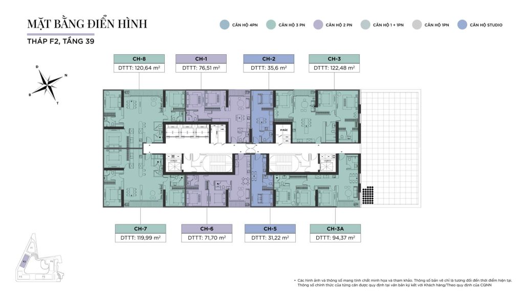 Sun Feliza Suites 12 Tháp F2 - Mặt bằng tầng 39