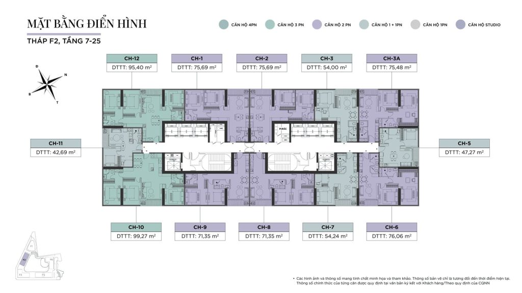 Sun Feliza Suites 8 Tháp F2 - Mặt bằng tầng 7 - 25