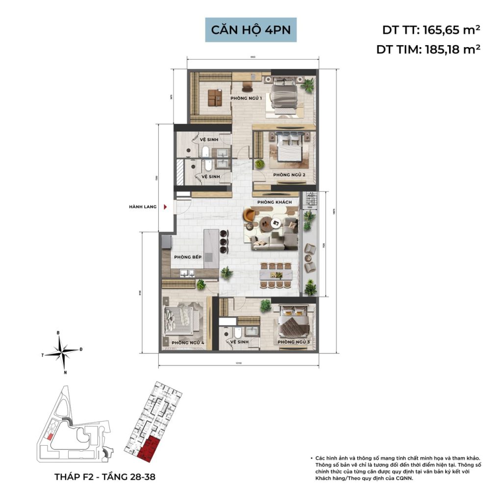 Căn hộ 4PN tầng 28-38