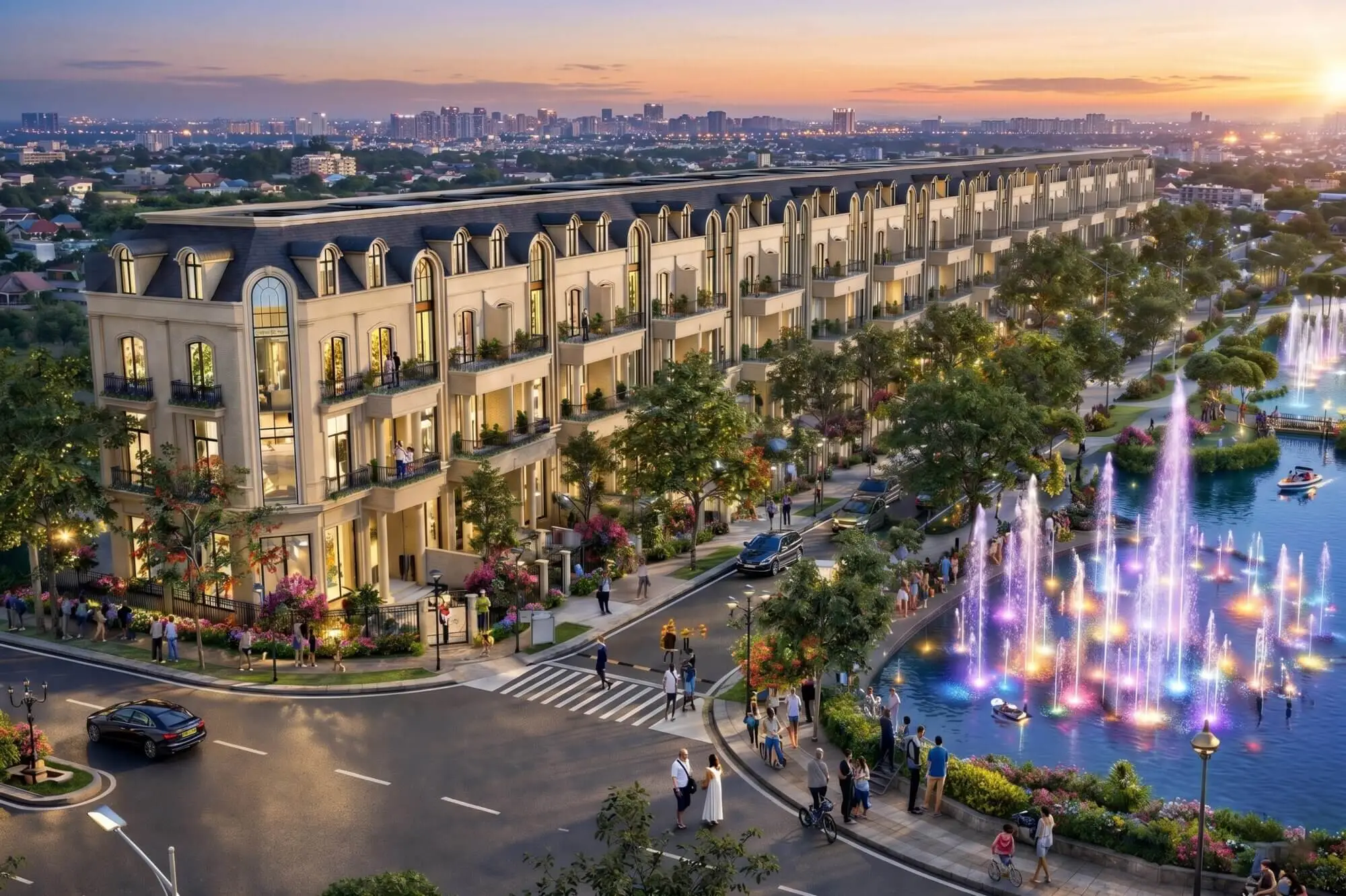 Phối cảnh dãy Shophouse ven hồ tại Forestia Park